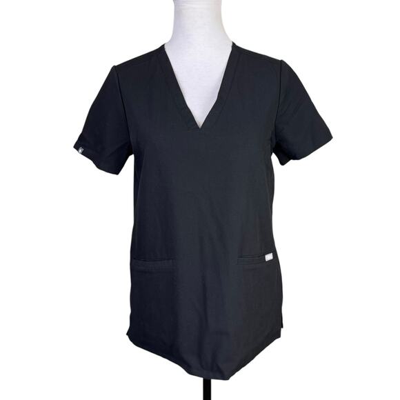 Figs Women's Black Casma Three Pocket V-neck Classic Fit Scrub Top - Picture 3 of 10